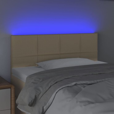 vidaXL Κεφαλάρι Κρεβατιού LED Κρεμ 90x5x78/88cm Υφασμάτινο 1 τεμ.