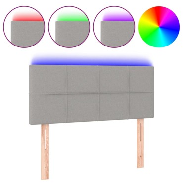 vidaXL Κεφαλάρι Κρεβατιού LED Ανοιχτό Γκρι 100x5x78/88cm Υφασμάτινο 1 τεμ.