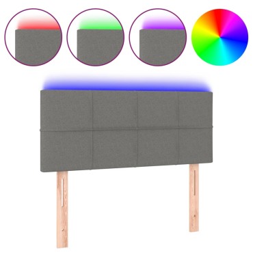 vidaXL Κεφαλάρι Κρεβατιού LED Σκούρο Γκρι 100x5x78/88cm Υφασμάτινο 1 τεμ.