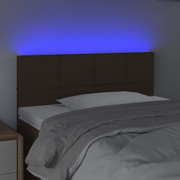 vidaXL Κεφαλάρι Κρεβατιού LED Σκούρο Καφέ 100x5x78/88cm Υφασμάτινο 1 τεμ.