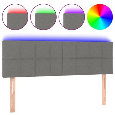 vidaXL Κεφαλάρι Κρεβατιού LED Σκούρο Γκρι 144x5x78/88cm Υφασμάτινο 1 τεμ.