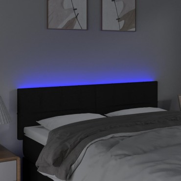 vidaXL Κεφαλάρι Κρεβατιού LED Μαύρο 144x5x78/88cm Υφασμάτινο 1 τεμ.