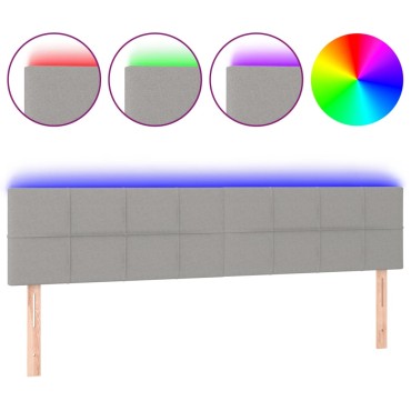 vidaXL Κεφαλάρι Κρεβατιού LED Ανοιχτό Γκρι 180x5x78/88cm Υφασμάτινο 1 τεμ.