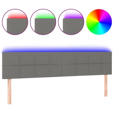 vidaXL Κεφαλάρι Κρεβατιού LED Σκούρο Γκρι 180x5x78/88cm Υφασμάτινο 1 τεμ.