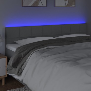 vidaXL Κεφαλάρι Κρεβατιού LED Ανοιχτό Γκρι 200x5x78/88cm Υφασμάτινο 1 τεμ.