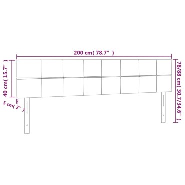 vidaXL Κεφαλάρι Κρεβατιού LED Ανοιχτό Γκρι 200x5x78/88cm Υφασμάτινο 1 τεμ.