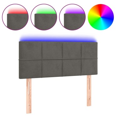 vidaXL Κεφαλάρι Κρεβατιού LED Σκούρο Γκρι 90x5x78/88cm Βελούδινο 1 τεμ.