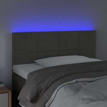 vidaXL Κεφαλάρι Κρεβατιού LED Σκούρο Γκρι 90x5x78/88cm Βελούδινο 1 τεμ.