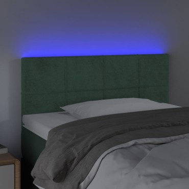 vidaXL Κεφαλάρι Κρεβατιού LED Σκούρο Πράσινο 90x5x78/88cm Βελούδινο 1 τεμ.