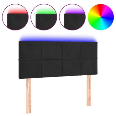 vidaXL Κεφαλάρι Κρεβατιού LED Μαύρο 100x5x78/88cm Βελούδινο 1 τεμ.