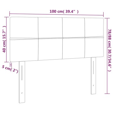 vidaXL Κεφαλάρι Κρεβατιού LED Μαύρο 100x5x78/88cm Βελούδινο 1 τεμ.