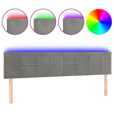 vidaXL Κεφαλάρι Κρεβατιού LED Ανοιχτό Γκρι 180x5x78/88cm Βελούδινο 1 τεμ.