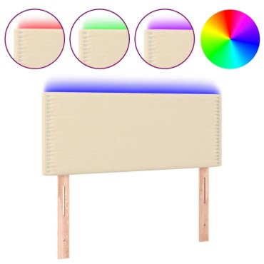 vidaXL Κεφαλάρι Κρεβατιού LED Κρεμ 90x5x78/88cm Υφασμάτινο 1 τεμ.