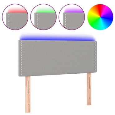 vidaXL Κεφαλάρι Κρεβατιού LED Ανοιχτό Γκρι 100x5x78/88cm Υφασμάτινο 1 τεμ.