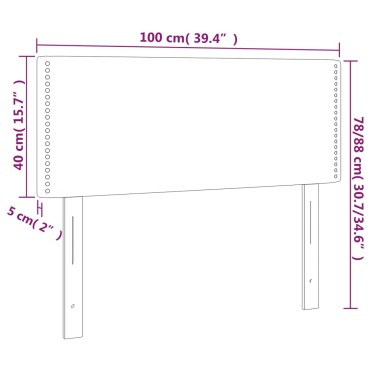 vidaXL Κεφαλάρι Κρεβατιού LED Ανοιχτό Γκρι 100x5x78/88cm Υφασμάτινο 1 τεμ.