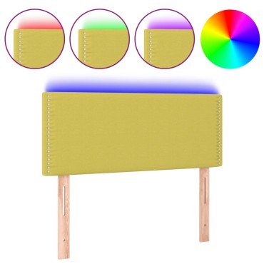 vidaXL Κεφαλάρι Κρεβατιού LED Πράσινο 100x5x78/88cm Υφασμάτινο 1 τεμ.
