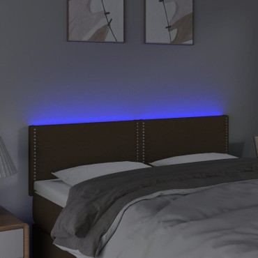 vidaXL Κεφαλάρι Κρεβατιού LED Σκούρο Καφέ 144x5x78/88cm Υφασμάτινο 1 τεμ.