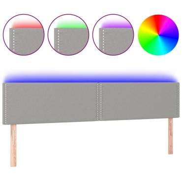 vidaXL Κεφαλάρι Κρεβατιού LED Ανοιχτό Γκρι 200x5x78/88cm Υφασμάτινο 1 τεμ.