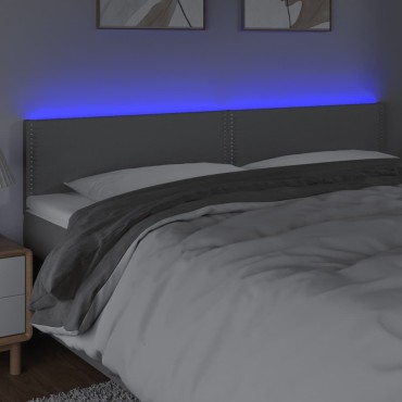 vidaXL Κεφαλάρι Κρεβατιού LED Ανοιχτό Γκρι 200x5x78/88cm Υφασμάτινο 1 τεμ.