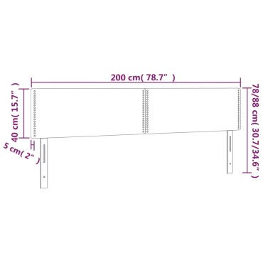 vidaXL Κεφαλάρι Κρεβατιού LED Ανοιχτό Γκρι 200x5x78/88cm Υφασμάτινο 1 τεμ.