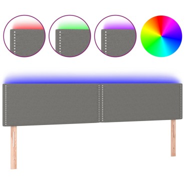 vidaXL Κεφαλάρι Κρεβατιού LED Σκούρο Γκρι 200x5x78/88cm Υφασμάτινο 1 τεμ.