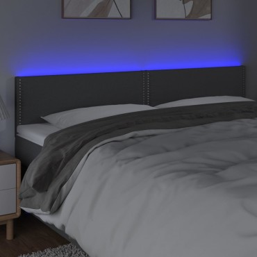 vidaXL Κεφαλάρι Κρεβατιού LED Σκούρο Γκρι 200x5x78/88cm Υφασμάτινο 1 τεμ.
