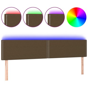 vidaXL Κεφαλάρι Κρεβατιού LED Σκούρο Καφέ 200x5x78/88cm Υφασμάτινο 1 τεμ.