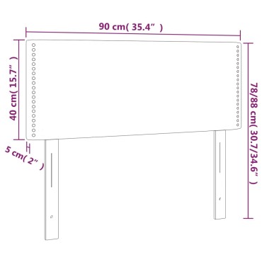 vidaXL Κεφαλάρι Κρεβατιού LED Ανοιχτό Γκρι 90x5x78/88cm Βελούδινο 1 τεμ.