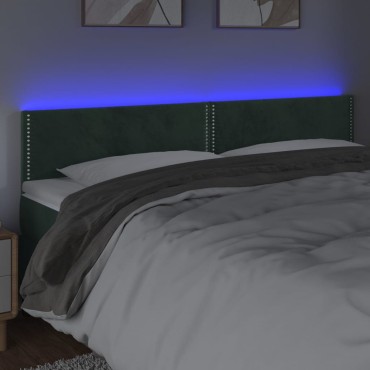 vidaXL Κεφαλάρι Κρεβατιού LED Σκούρο Πράσινο 180x5x78/88cm Βελούδινο 1 τεμ.