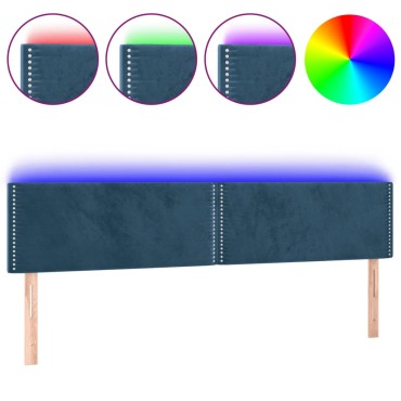 vidaXL Κεφαλάρι Κρεβατιού LED Σκούρο Μπλε 180x5x78/88cm Βελούδινο 1 τεμ.