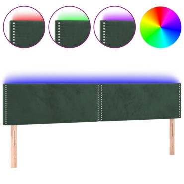 vidaXL Κεφαλάρι Κρεβατιού LED Σκούρο Πράσινο 200x5x78/88cm Βελούδινο 1 τεμ.
