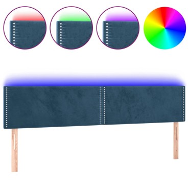 vidaXL Κεφαλάρι Κρεβατιού LED Σκούρο Μπλε 200x5x78/88cm Βελούδινο 1 τεμ.