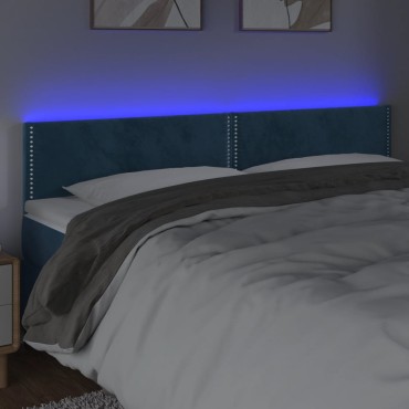 vidaXL Κεφαλάρι Κρεβατιού LED Σκούρο Μπλε 200x5x78/88cm Βελούδινο 1 τεμ.