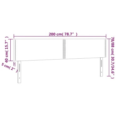 vidaXL Κεφαλάρι Κρεβατιού LED Σκούρο Μπλε 200x5x78/88cm Βελούδινο 1 τεμ.