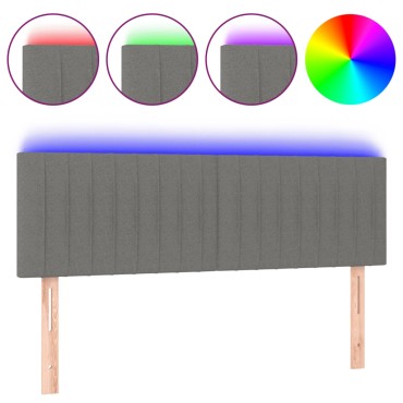 vidaXL Κεφαλάρι Κρεβατιού LED Σκούρο Γκρι 144x5x78/88cm Υφασμάτινο 1 τεμ.