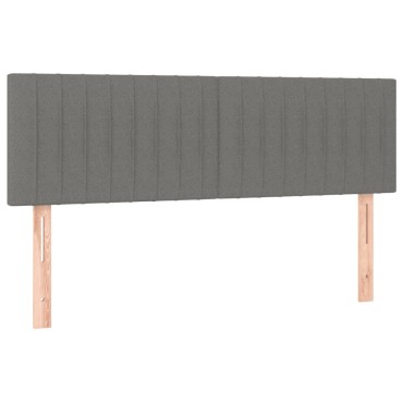 vidaXL Κεφαλάρι Κρεβατιού LED Σκούρο Γκρι 144x5x78/88cm Υφασμάτινο 1 τεμ.