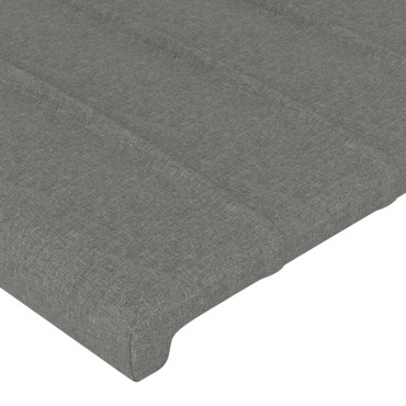 vidaXL Κεφαλάρι Κρεβατιού LED Σκούρο Γκρι 144x5x78/88cm Υφασμάτινο 1 τεμ.