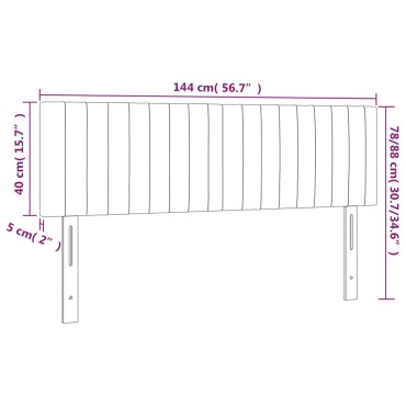 vidaXL Κεφαλάρι Κρεβατιού LED Σκούρο Γκρι 144x5x78/88cm Υφασμάτινο 1 τεμ.