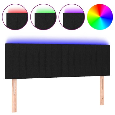 vidaXL Κεφαλάρι Κρεβατιού LED Μαύρο 144x5x78/88cm Υφασμάτινο 1 τεμ.