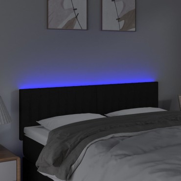 vidaXL Κεφαλάρι Κρεβατιού LED Μαύρο 144x5x78/88cm Υφασμάτινο 1 τεμ.