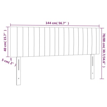 vidaXL Κεφαλάρι Κρεβατιού LED Μαύρο 144x5x78/88cm Υφασμάτινο 1 τεμ.
