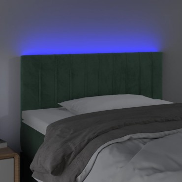 vidaXL Κεφαλάρι Κρεβατιού LED Σκούρο Πράσινο 90x5x78/88cm Βελούδινο 1 τεμ.