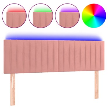 vidaXL Κεφαλάρι Κρεβατιού LED Ροζ 144x5x78/88cm Βελούδινο 1 τεμ.