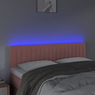vidaXL Κεφαλάρι Κρεβατιού LED Ροζ 144x5x78/88cm Βελούδινο 1 τεμ.