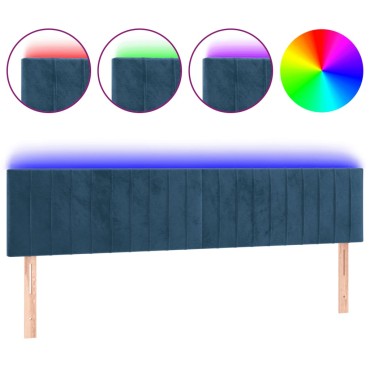vidaXL Κεφαλάρι Κρεβατιού LED Σκούρο Μπλε 160x5x78/88cm Βελούδινο 1 τεμ.