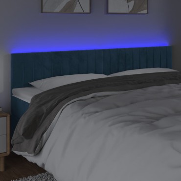 vidaXL Κεφαλάρι Κρεβατιού LED Σκούρο Μπλε 160x5x78/88cm Βελούδινο 1 τεμ.