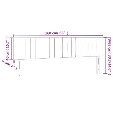 vidaXL Κεφαλάρι Κρεβατιού LED Σκούρο Μπλε 160x5x78/88cm Βελούδινο 1 τεμ.