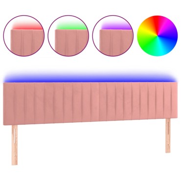 vidaXL Κεφαλάρι Κρεβατιού LED Ροζ 180x5x78/88cm Βελούδινο 1 τεμ.