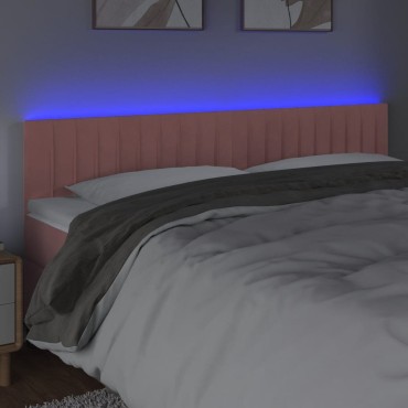 vidaXL Κεφαλάρι Κρεβατιού LED Ροζ 180x5x78/88cm Βελούδινο 1 τεμ.