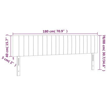 vidaXL Κεφαλάρι Κρεβατιού LED Ροζ 180x5x78/88cm Βελούδινο 1 τεμ.